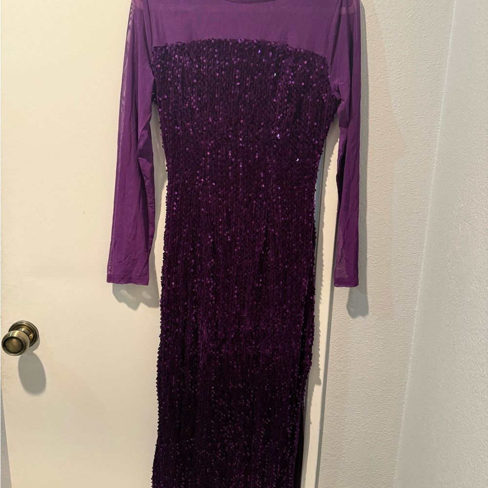 Grace Karin Deep Purple Long Sleeve Dress